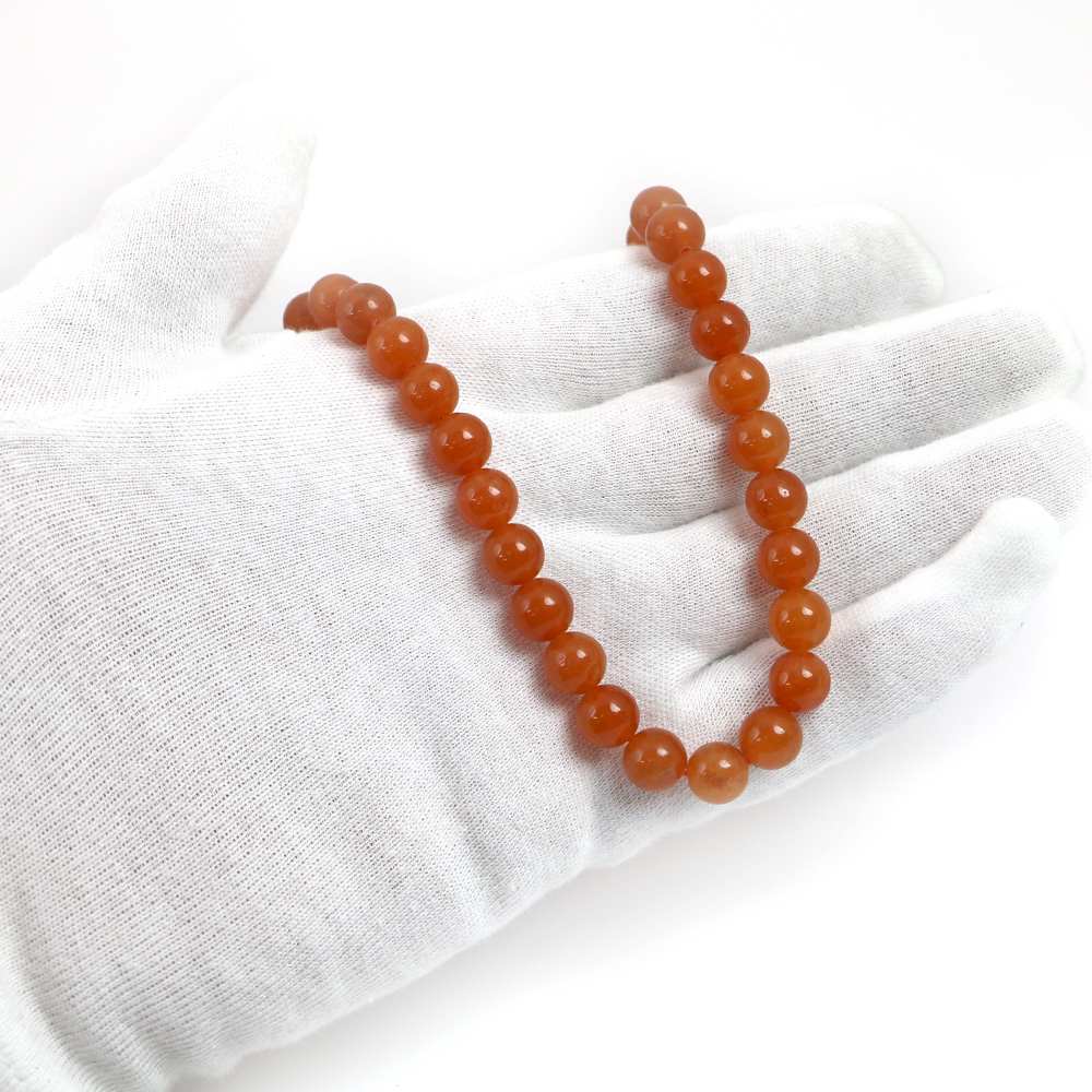 シンプルストーンネックレスオレンジアベンチュリン【丸玉】8mm【天然石ビーズパワーストーン】