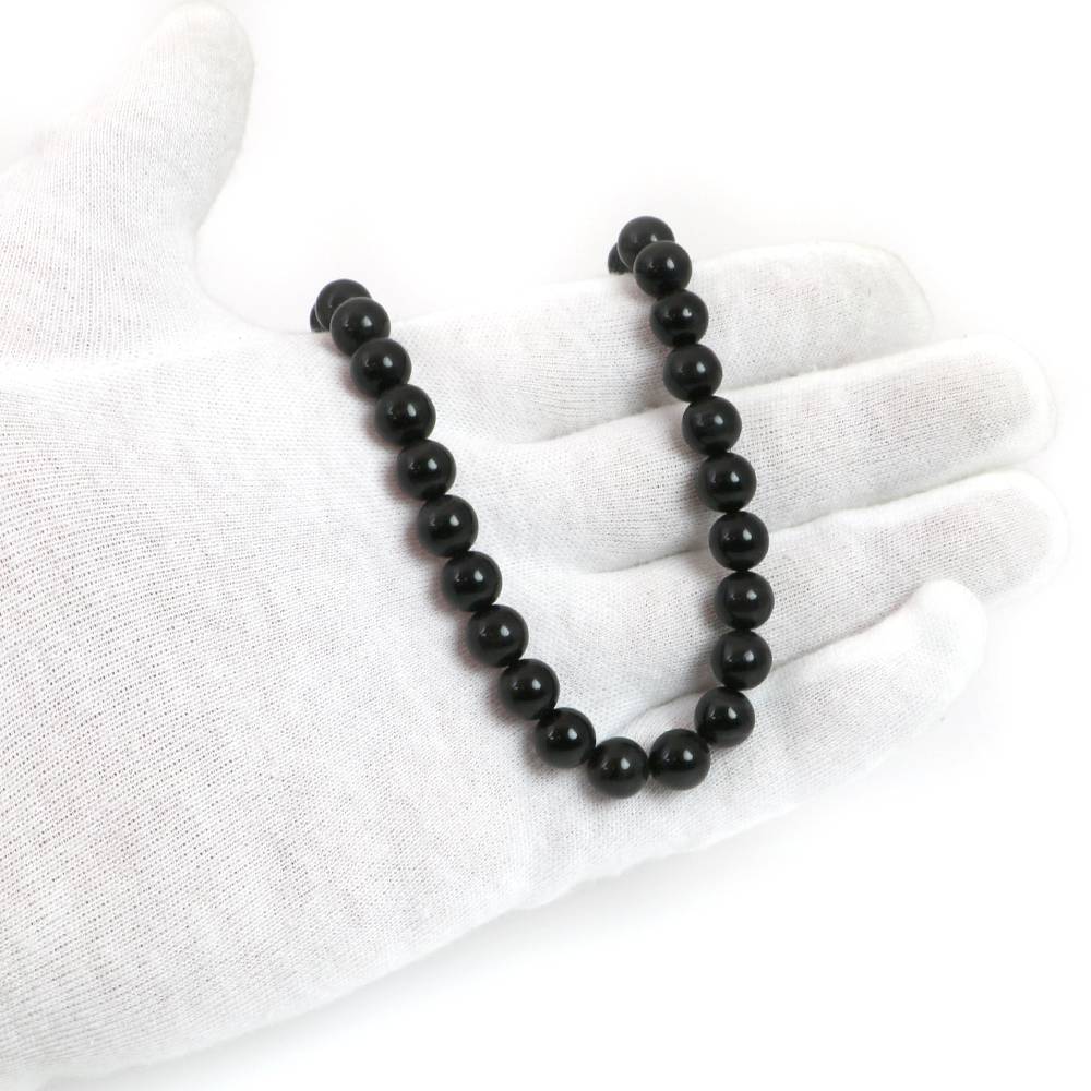 シンプルストーンネックレスブラックタイガーアイ【丸玉】8mm【天然石ビーズパワーストーン】