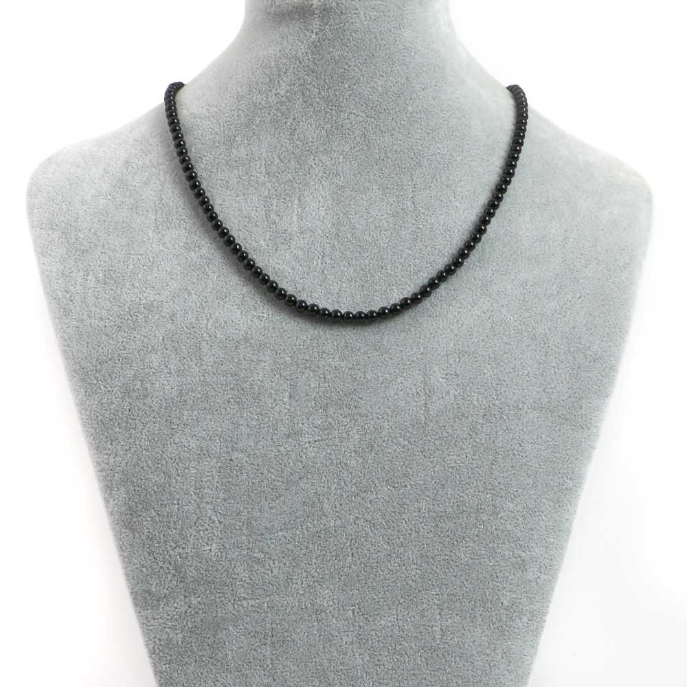 シンプルストーンネックレスブラックトルマリン【丸玉】4mm【天然石ビーズパワーストーン】