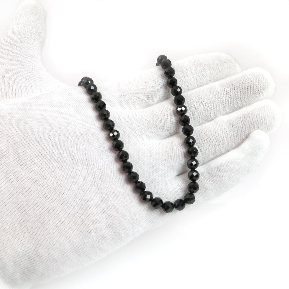 シンプルストーンネックレスブラックスピネル【カット】6mm【天然石ビーズパワーストーン】