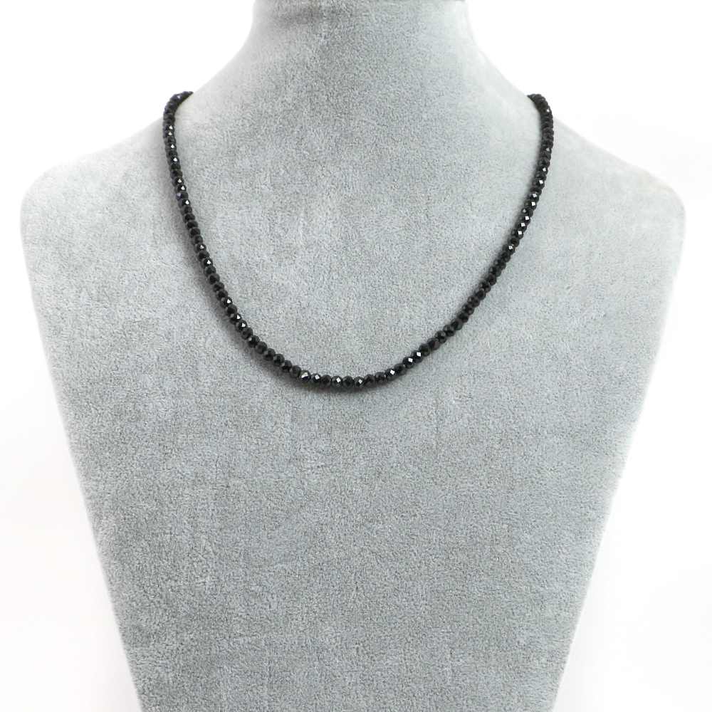 シンプルストーンネックレスブラックスピネル【ボタンカット】3×4mm【天然石ビーズパワーストーン】