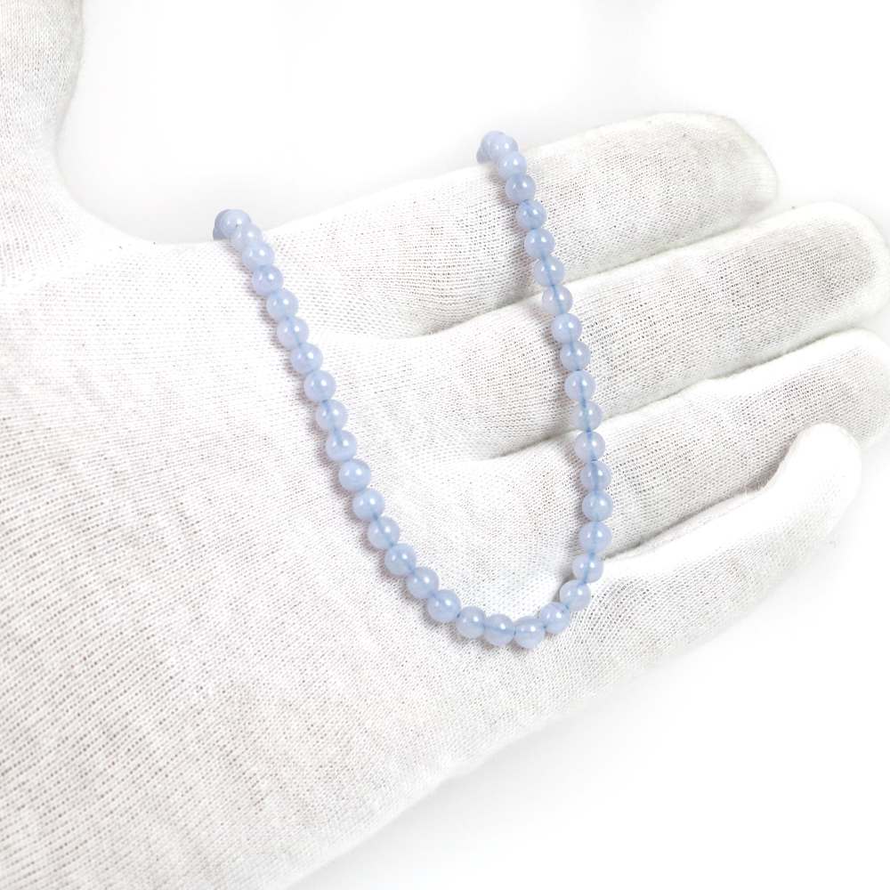 シンプルストーンネックレスブルーレースアゲート【丸玉】4mm【天然石ビーズパワーストーン】