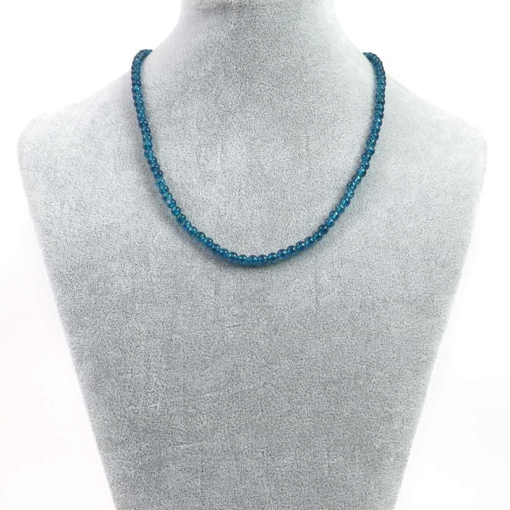 シンプルストーンネックレスクォーツ（染め）ブルー【丸玉】4mm【天然石ビーズパワーストーン】