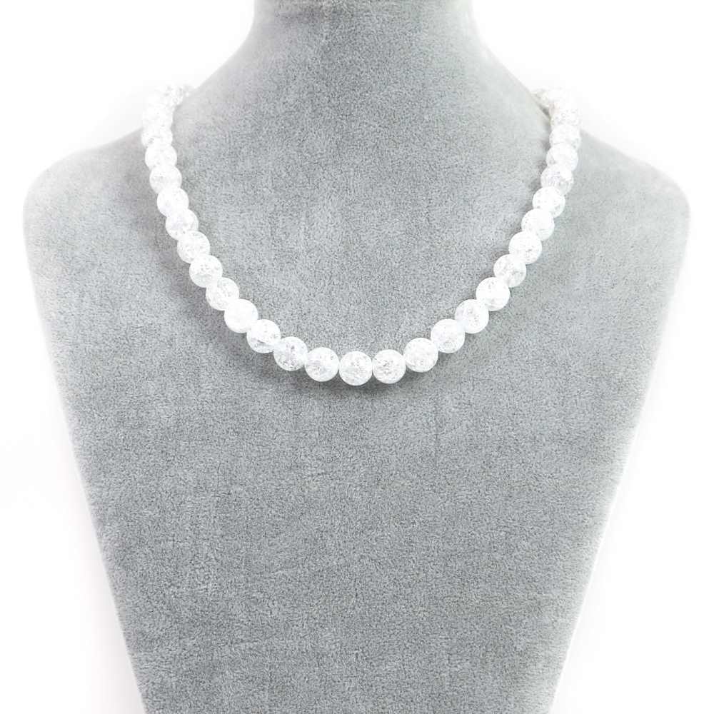 シンプルストーンネックレスクラッシュクリスタル【丸玉】10mm【天然石ビーズパワーストーン】