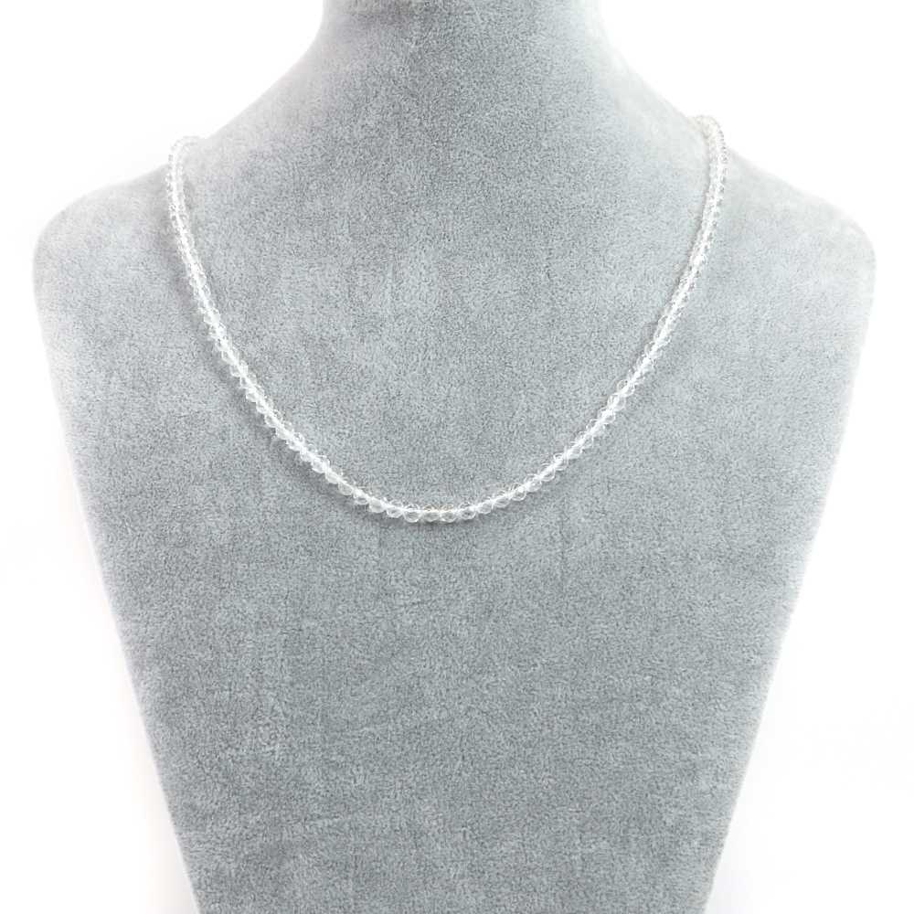 シンプルストーンネックレス水晶（クリスタル）【カット】4mm【天然石ビーズパワーストーン】