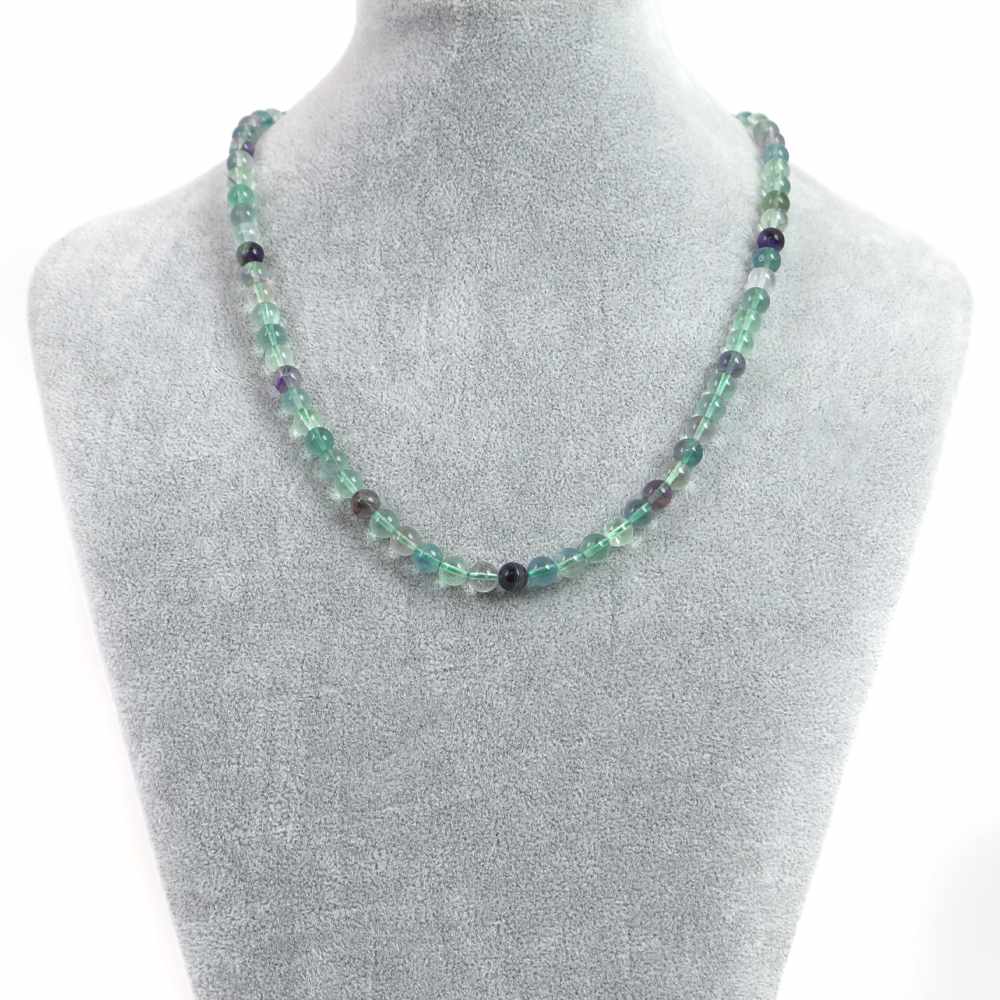 シンプルストーンネックレスフローライト【丸玉】6mm【天然石ビーズパワーストーン】