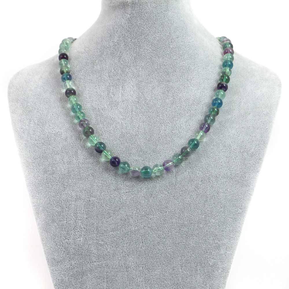 シンプルストーンネックレスフローライト【丸玉】8mm【天然石ビーズパワーストーン】