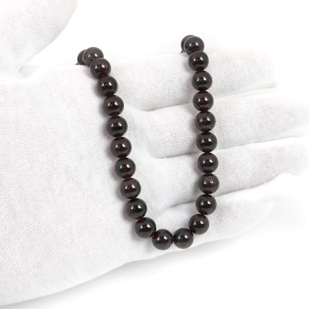 シンプルストーンネックレスガーネット【丸玉】8mm【天然石ビーズパワーストーン】