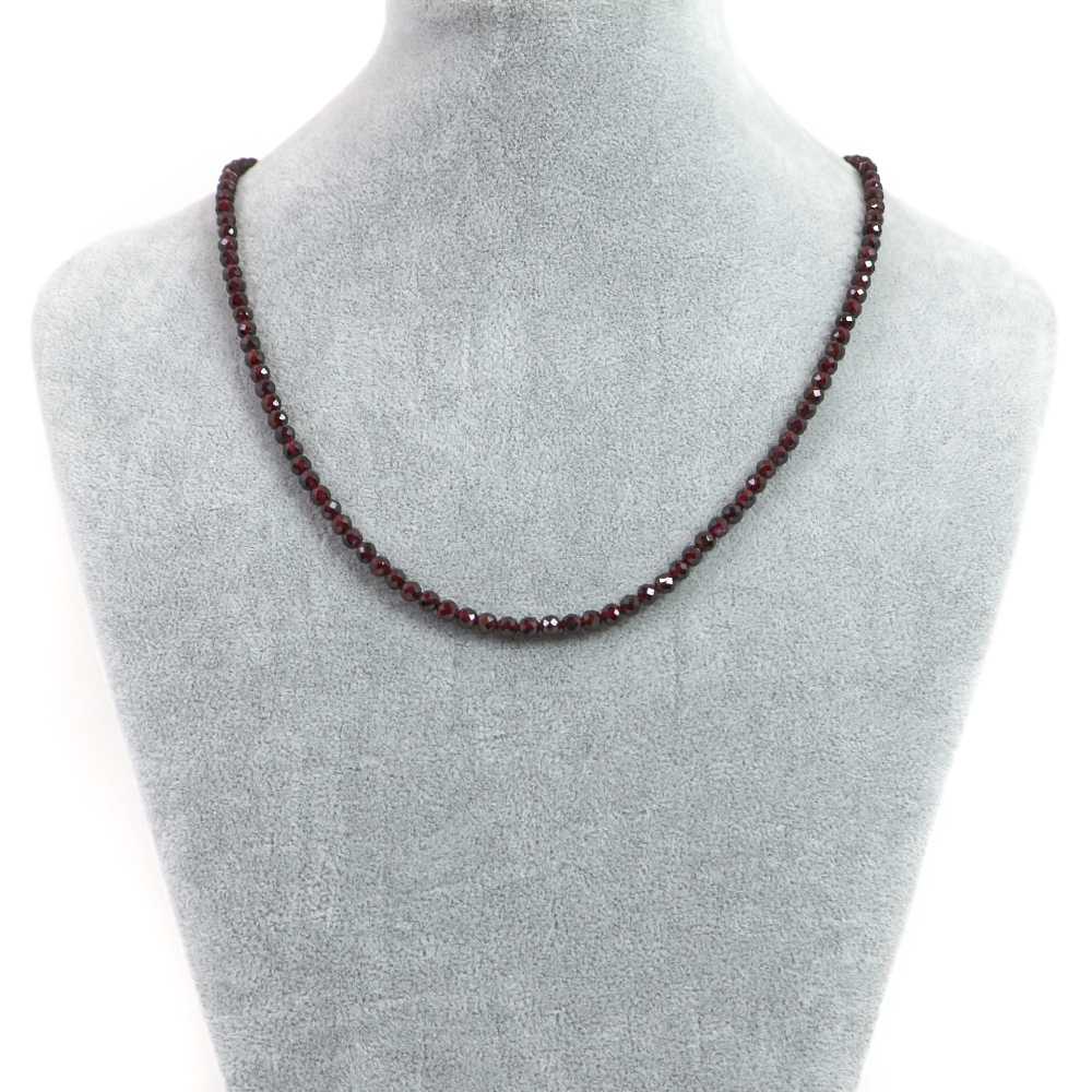 シンプルストーンネックレスガーネット4mm