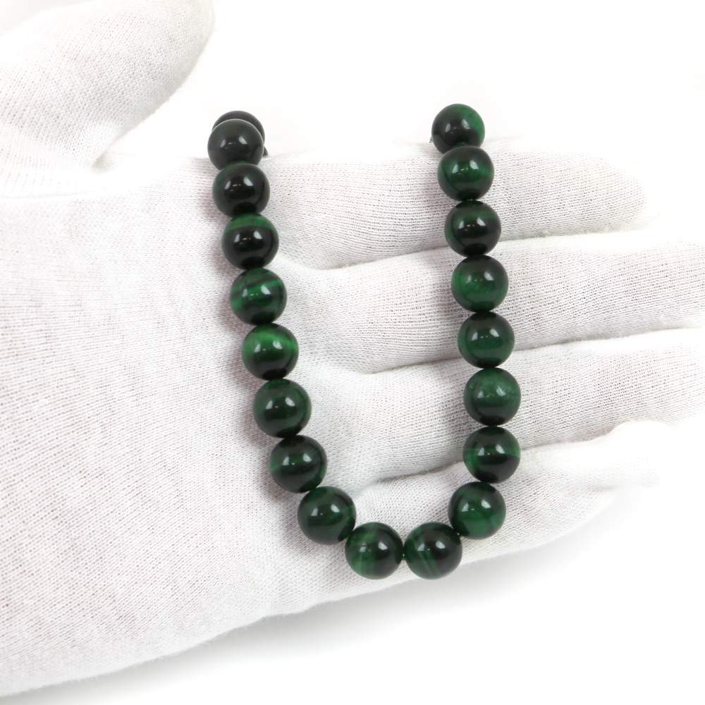 シンプルストーンネックレスグリーンタイガーアイ【丸玉】10mm【天然石ビーズパワーストーン】