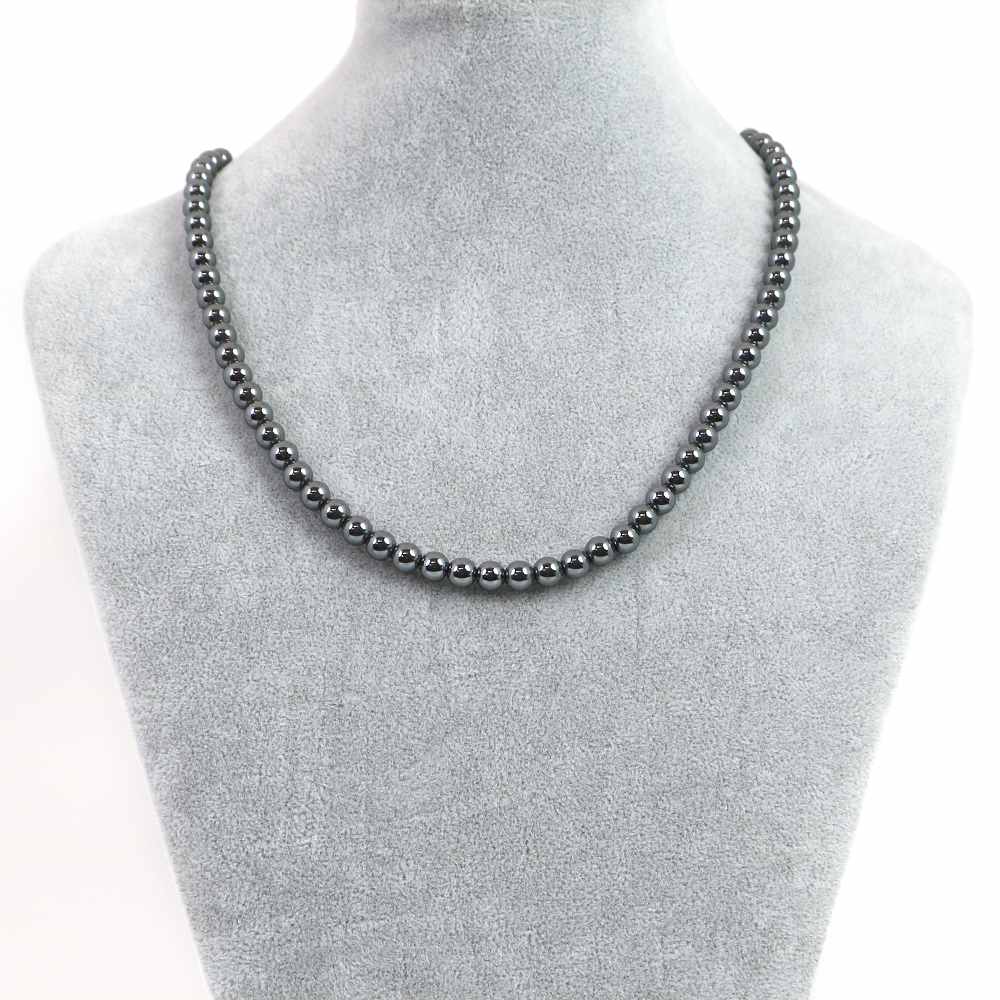 シンプルストーンネックレスヘマタイト【丸玉】6mm【天然石ビーズパワーストーン】