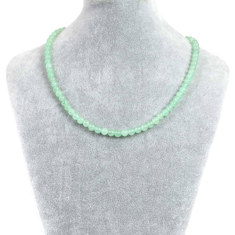 シンプルストーンネックレスカラージェード(ペパーミント・染め)【丸玉】6mm【天然石ビーズパワースト..