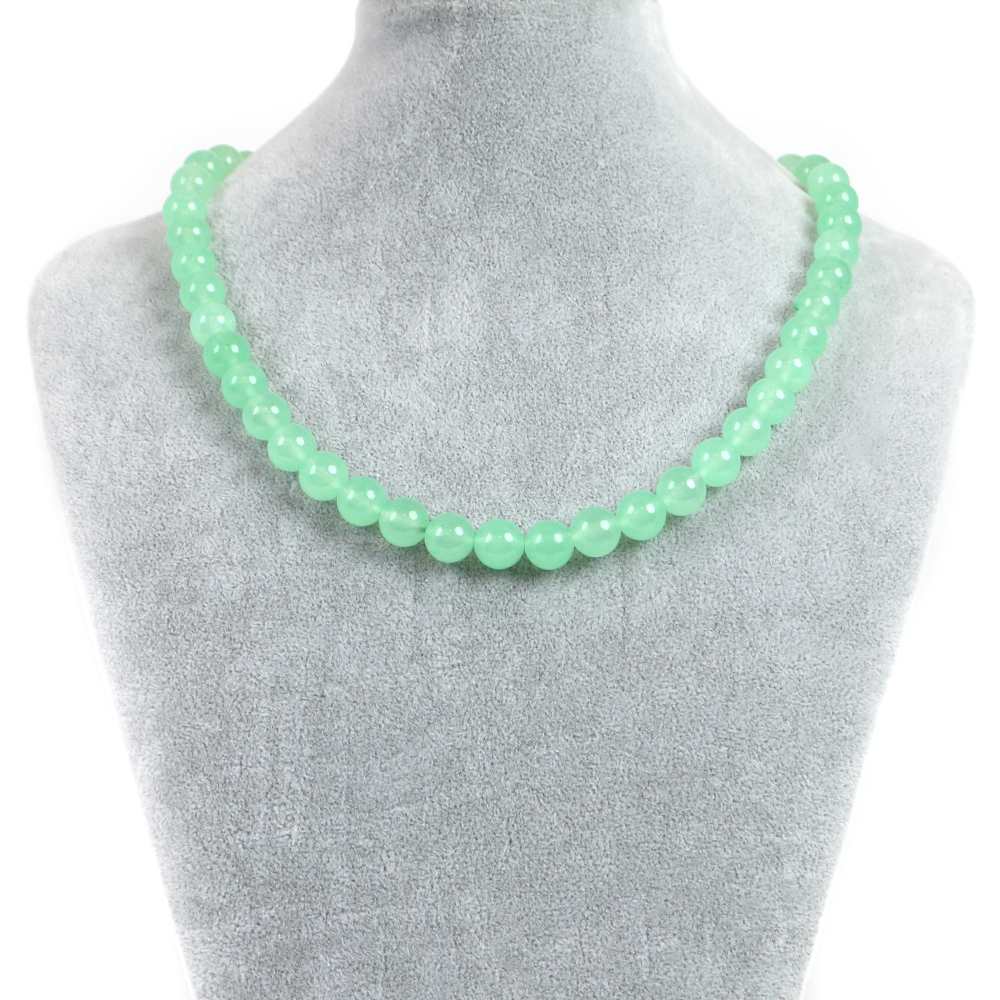 シンプルストーンネックレスカラージェード(ペパーミント・染め)【丸玉】10mm【天然石ビーズパワースト..