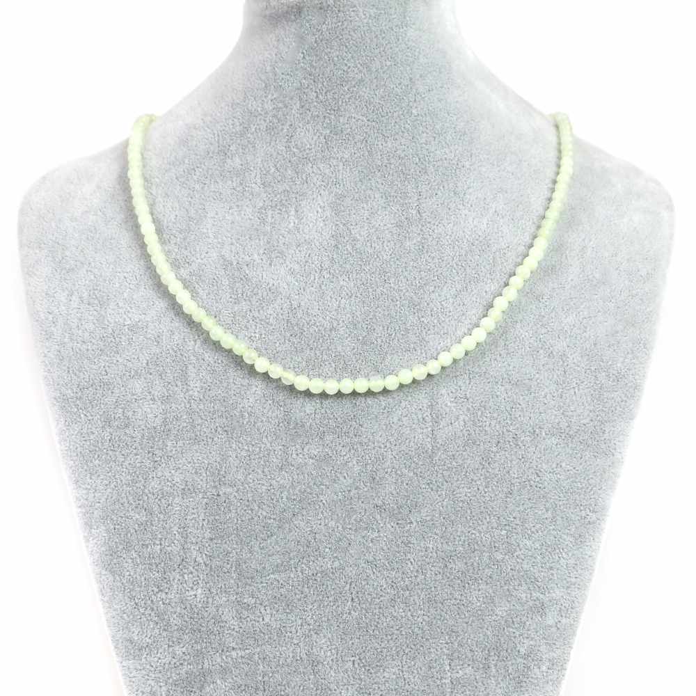 シンプルストーンネックレスカラージェード(レモン・染め)【丸玉】4mm【天然石ビーズパワーストーン】
