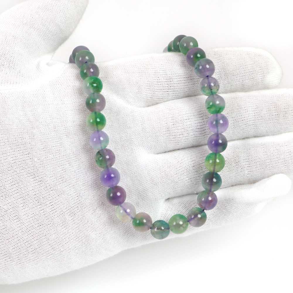 シンプルストーンネックレスカラージェード(グリーン×パープルMIX・染め)【丸玉】8mm【天然石ビーズパワーストーン】