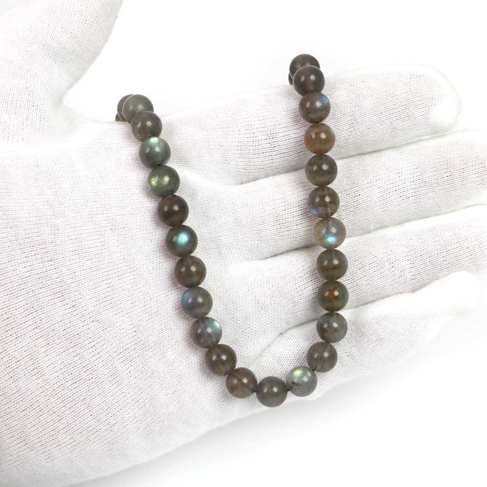 シンプルストーンネックレスラブラドライト（濃いめ）【丸玉】8mm【天然石ビーズパワーストーン】