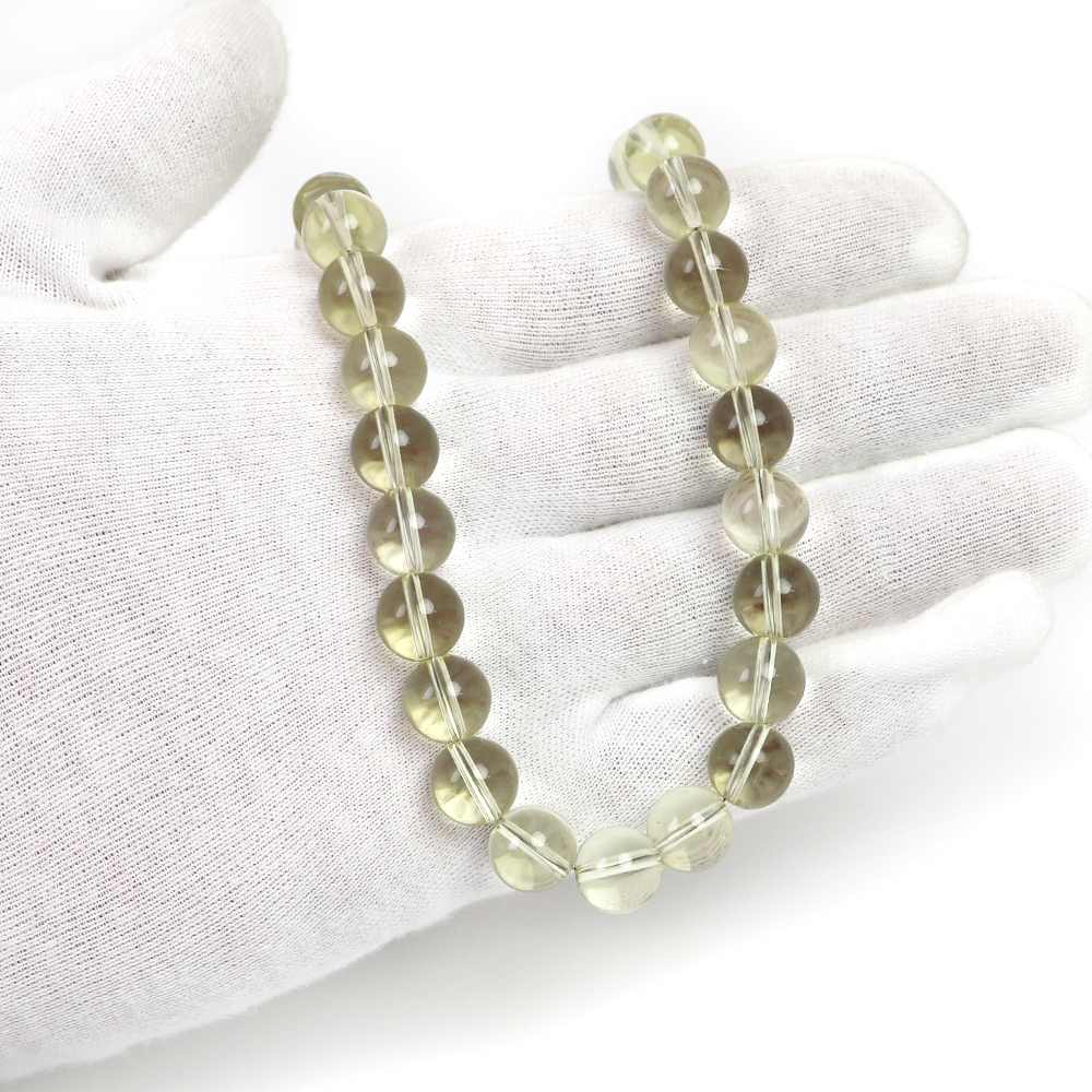 シンプルストーンネックレスレモンクォーツ【丸玉】10mm【天然石ビーズパワーストーン】