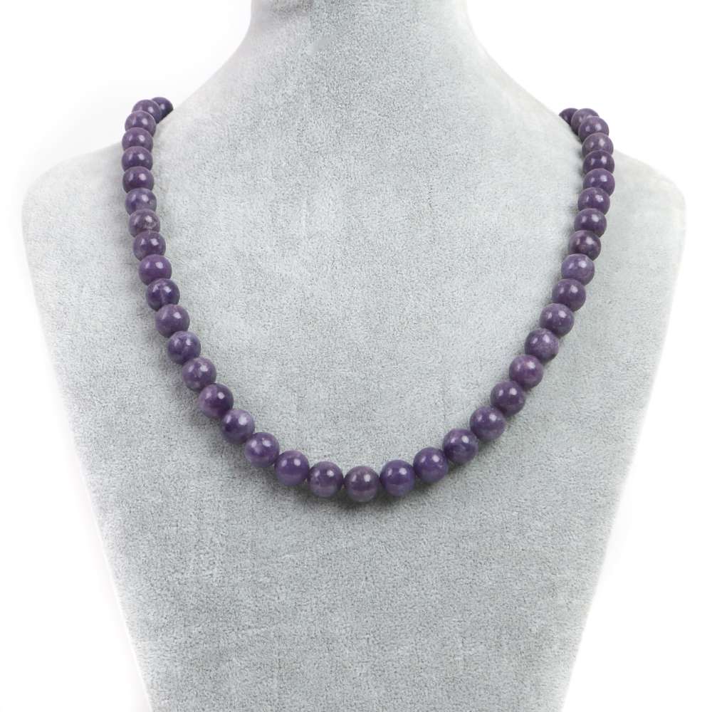 シンプルストーンネックレスレピドライト【丸玉】10mm【天然石ビーズパワーストーン】