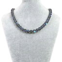 シンプルストーンネックレスブラックルナフラッシュ(人工石)【丸玉】10mm【ビーズパワーストーン】