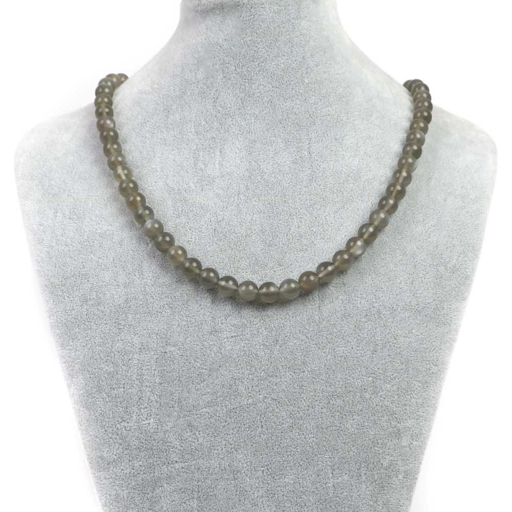 シンプルストーンネックレスムーンストーン（グレイ）【丸玉】8mm【天然石ビーズパワーストーン】