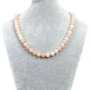 シンプルストーンネックレスモルガナイト(サーモンピンク)【丸玉】10mm【天然石ビーズパワーストーン】