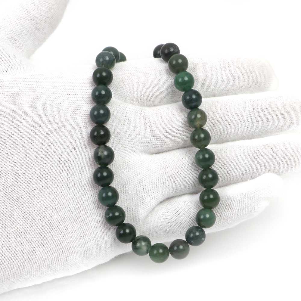 シンプルストーンネックレスモスアゲート【丸玉】8〜9mm【天然石ビーズパワーストーン】