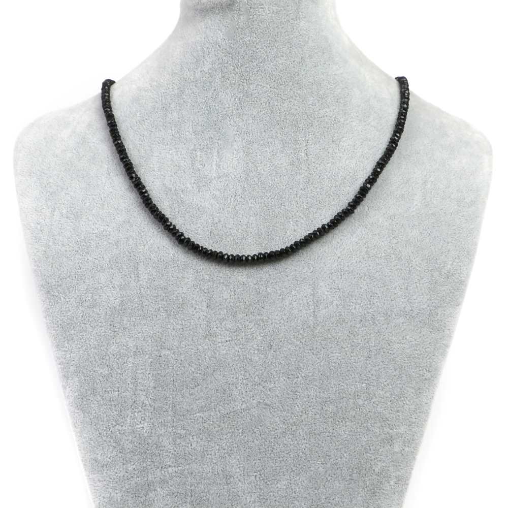 シンプルストーンネックレスオニキス【ボタンカット】2×4mm【天然石ビーズパワーストーン】