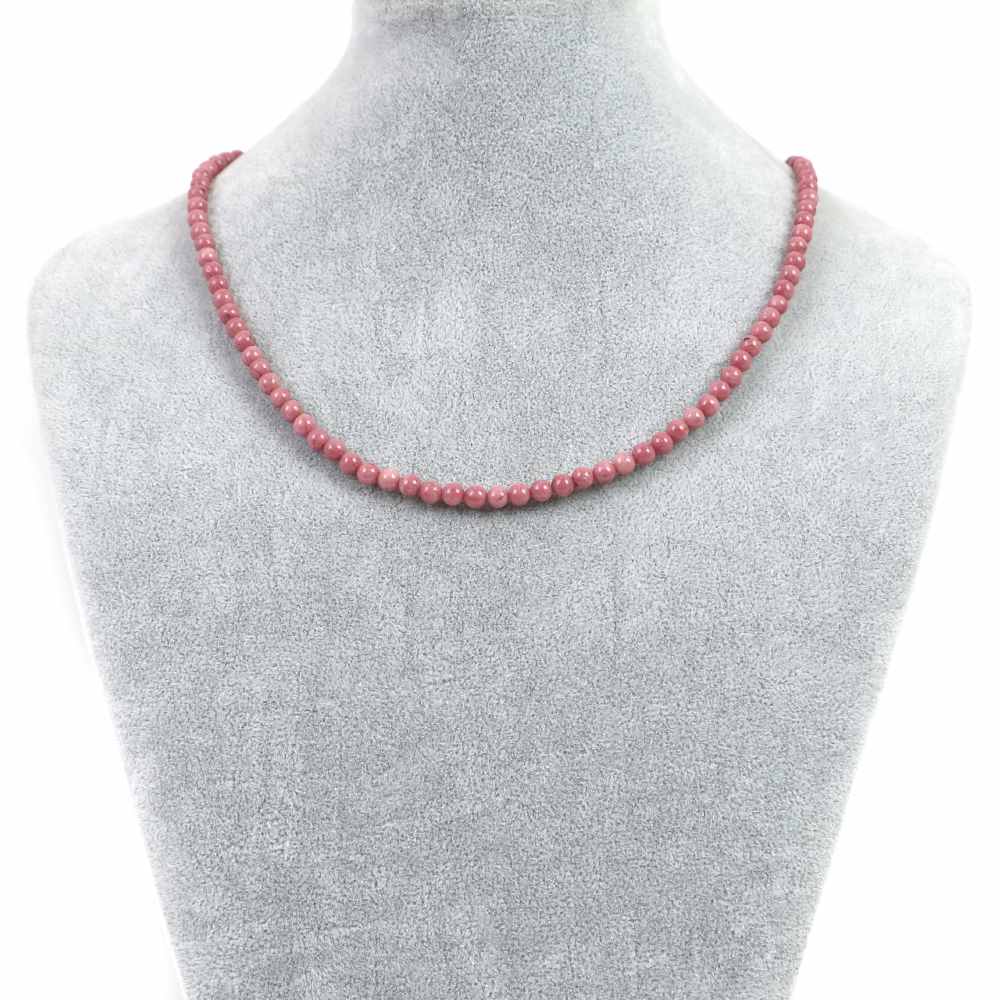 シンプルストーンネックレスピーモンタイト【丸玉】5mm【天然石ビーズパワーストーン】