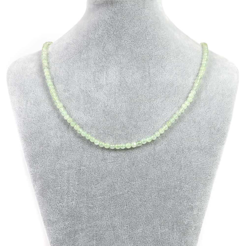 シンプルストーンネックレスプレナイト【丸玉】4mm【天然石ビーズパワーストーン】