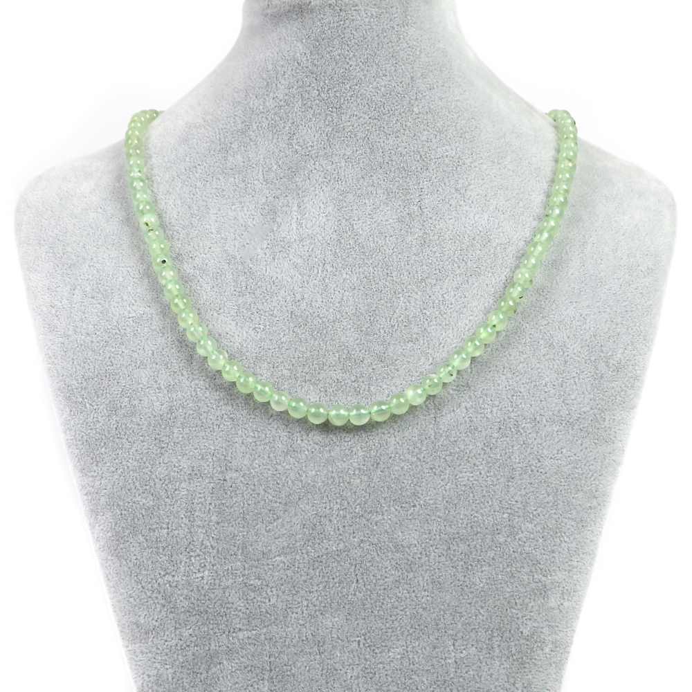 シンプルストーンネックレスプレナイト【丸玉】6mm【天然石ビーズパワーストーン】