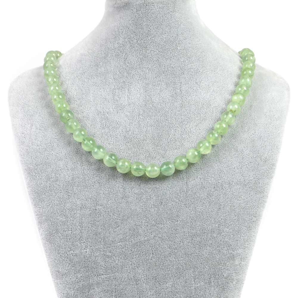 シンプルストーンネックレスプレナイト【丸玉】10mm【天然石ビーズパワーストーン】