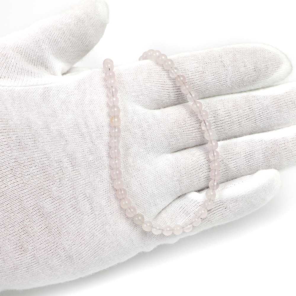 シンプルストーンネックレスローズクォーツ【丸玉】4.5〜5mm【天然石ビーズパワーストーン】