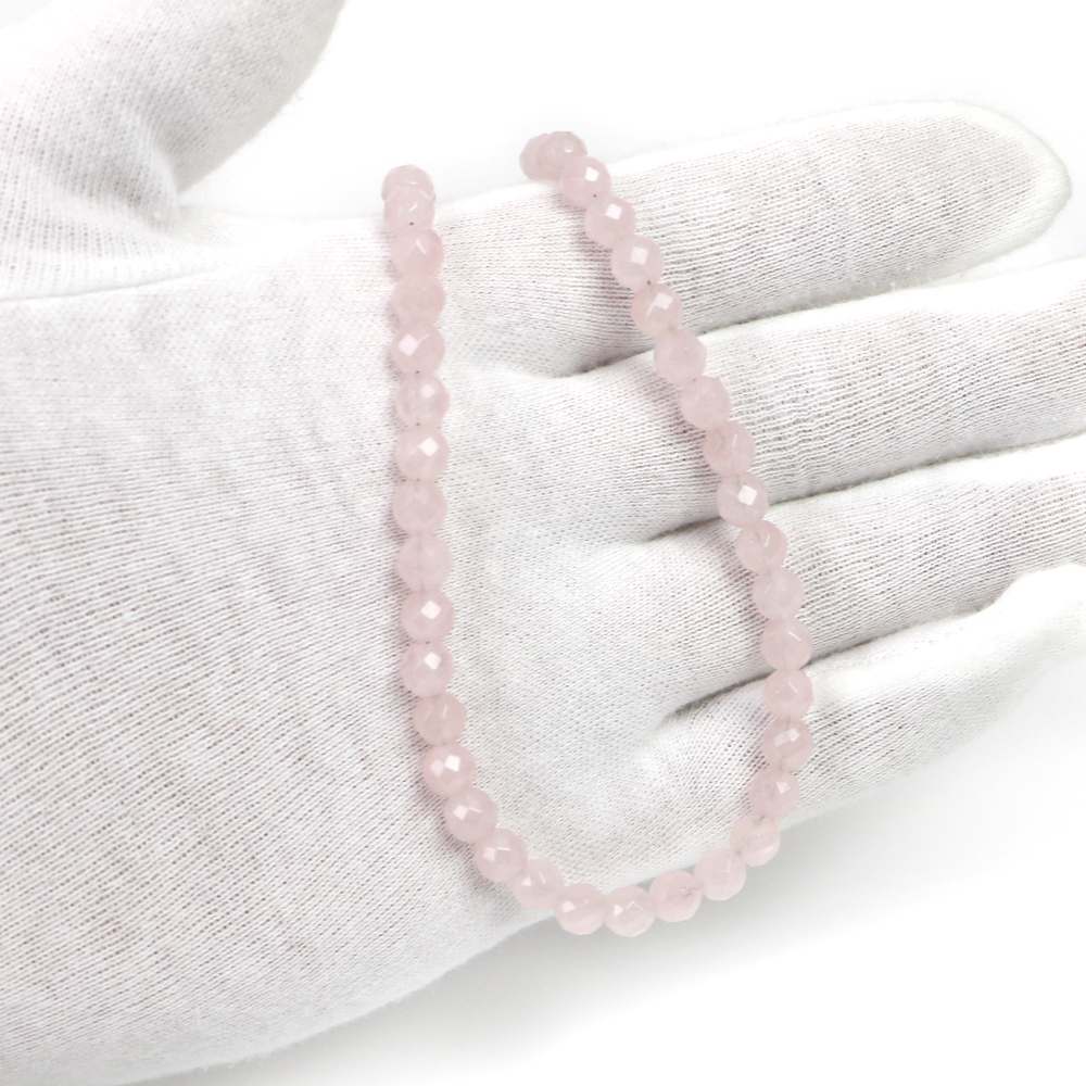 シンプルストーンネックレスローズクォーツ【カット】6mm【天然石ビーズパワーストーン】