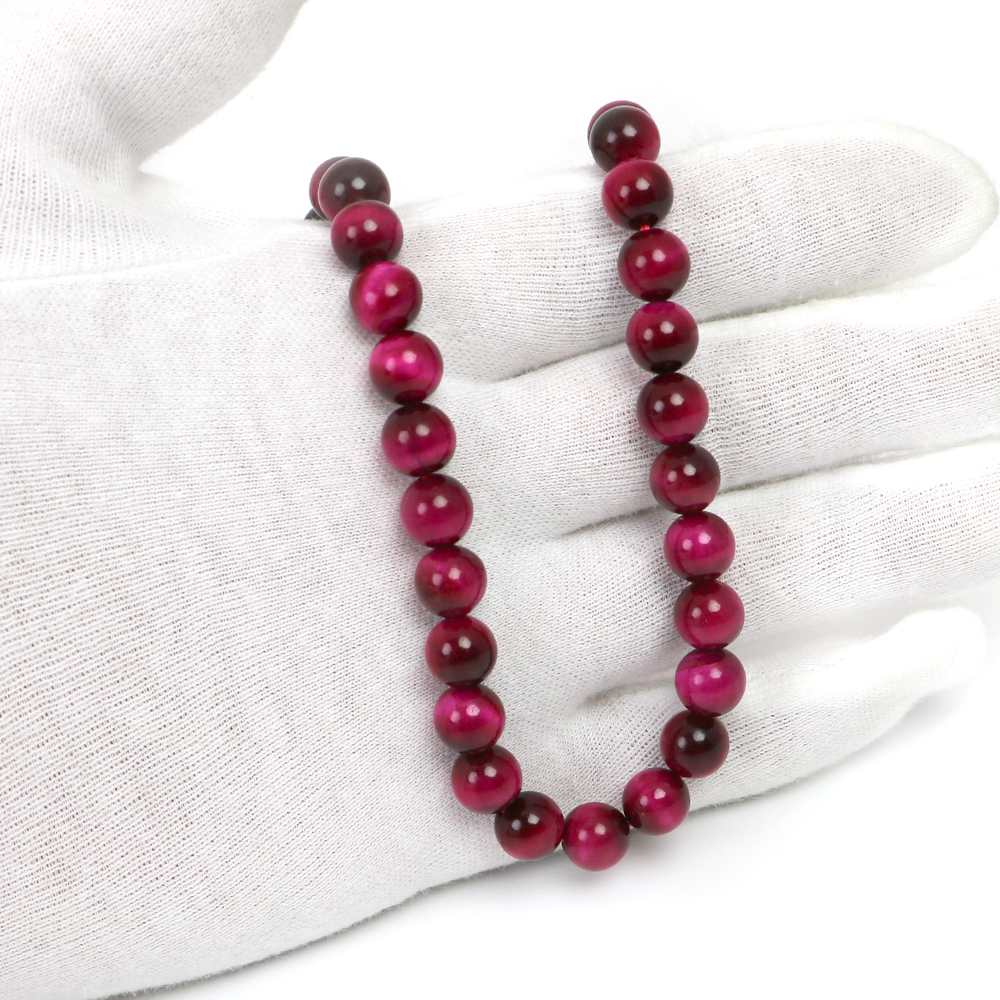 シンプルストーンネックレスローズタイガーアイ【丸玉】8mm【天然石ビーズパワーストーン】