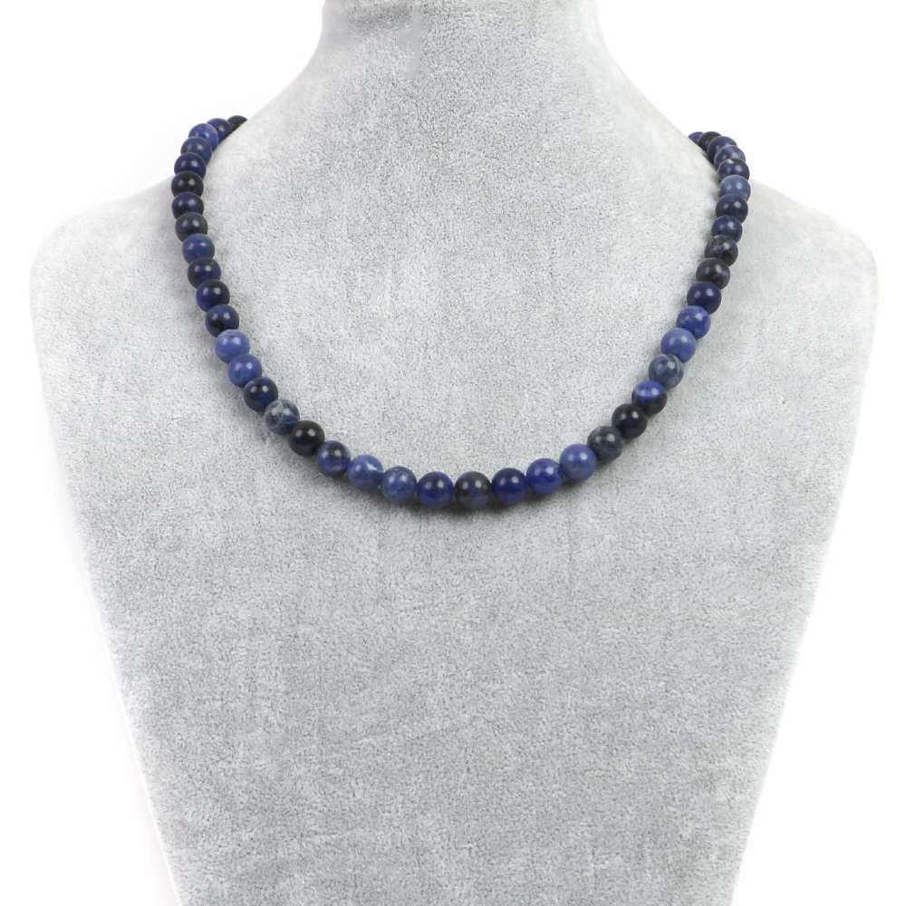 シンプルストーンネックレスソーダライト【丸玉】8mm【天然石ビーズパワーストーン】