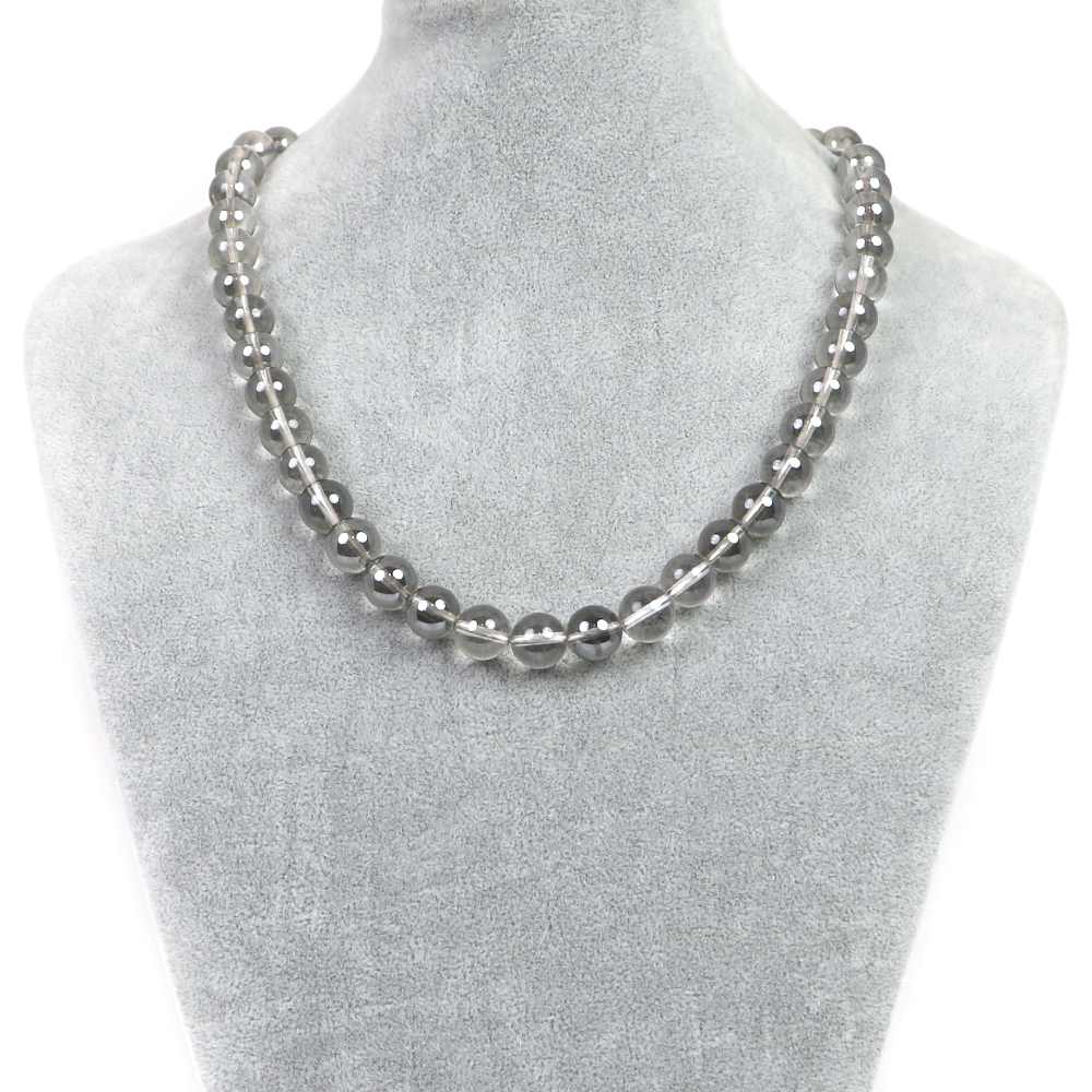 シンプルストーンネックレスシルバーオーラ【丸玉】10mm【天然石ビーズパワーストーン】