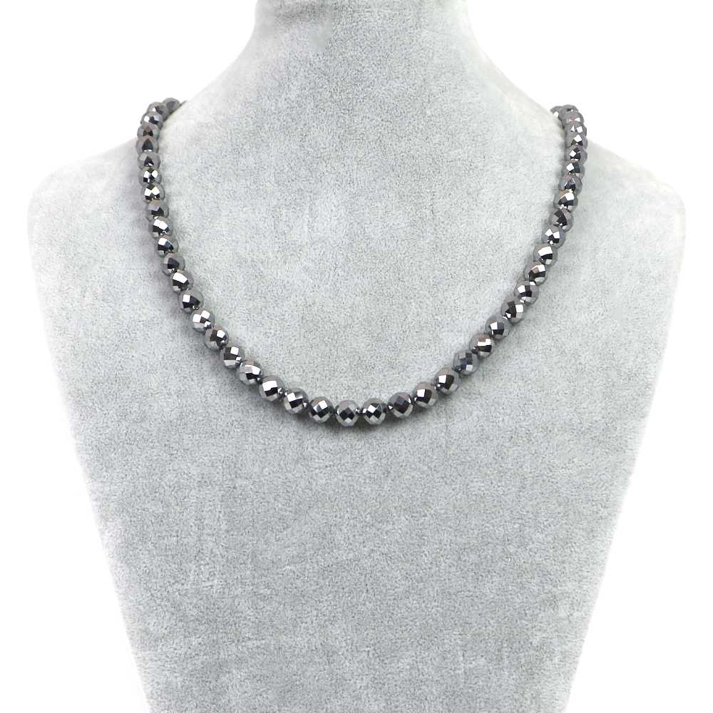 シンプルストーンネックレステラヘルツ【カット】8mm【天然石ビーズパワーストーン】