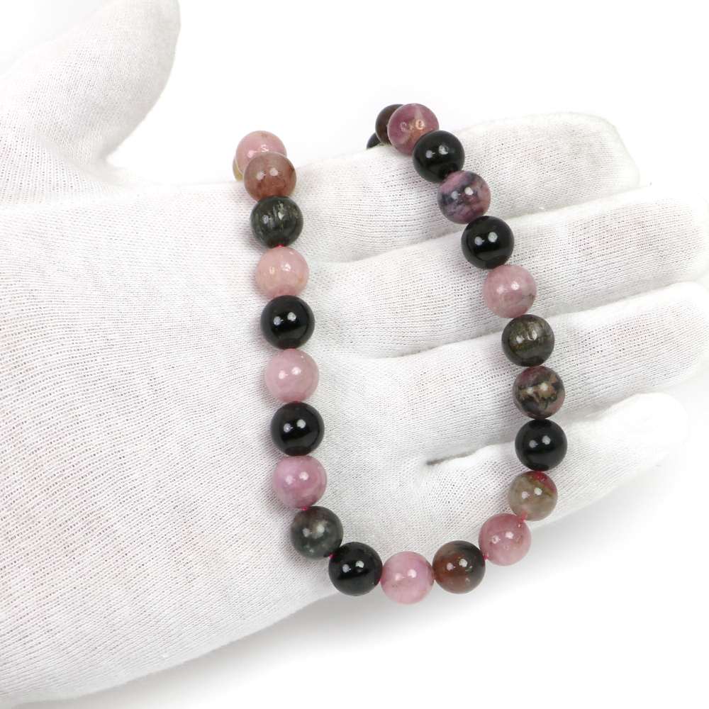 シンプルストーンネックレストルマリンミックス【丸玉】10mm【天然石ビーズパワーストーン】