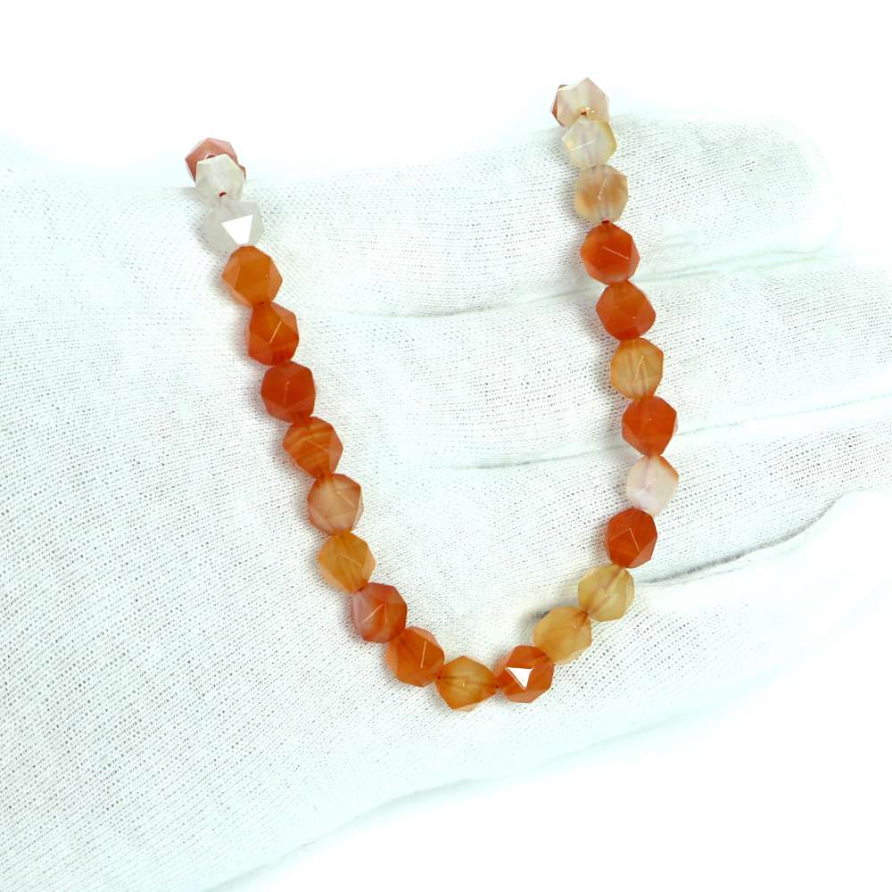 シンプルストーンネックレス カーネリアン【ダイヤカット】8mm【天然石 ビーズ パワーストーン】