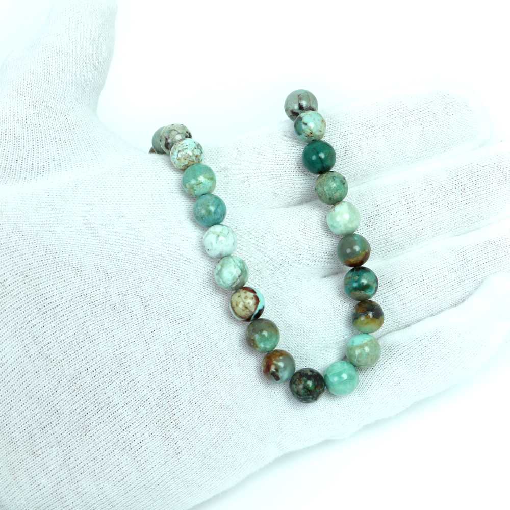 シンプルストーンネックレス クリソコラ【丸玉】8mm【天然石ビーズパワーストーン】