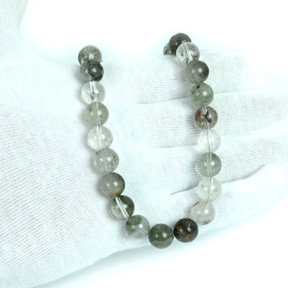 シンプルストーンネックレスガーデンクォーツMIX【丸玉】10mm【天然石ビーズパワーストーン】