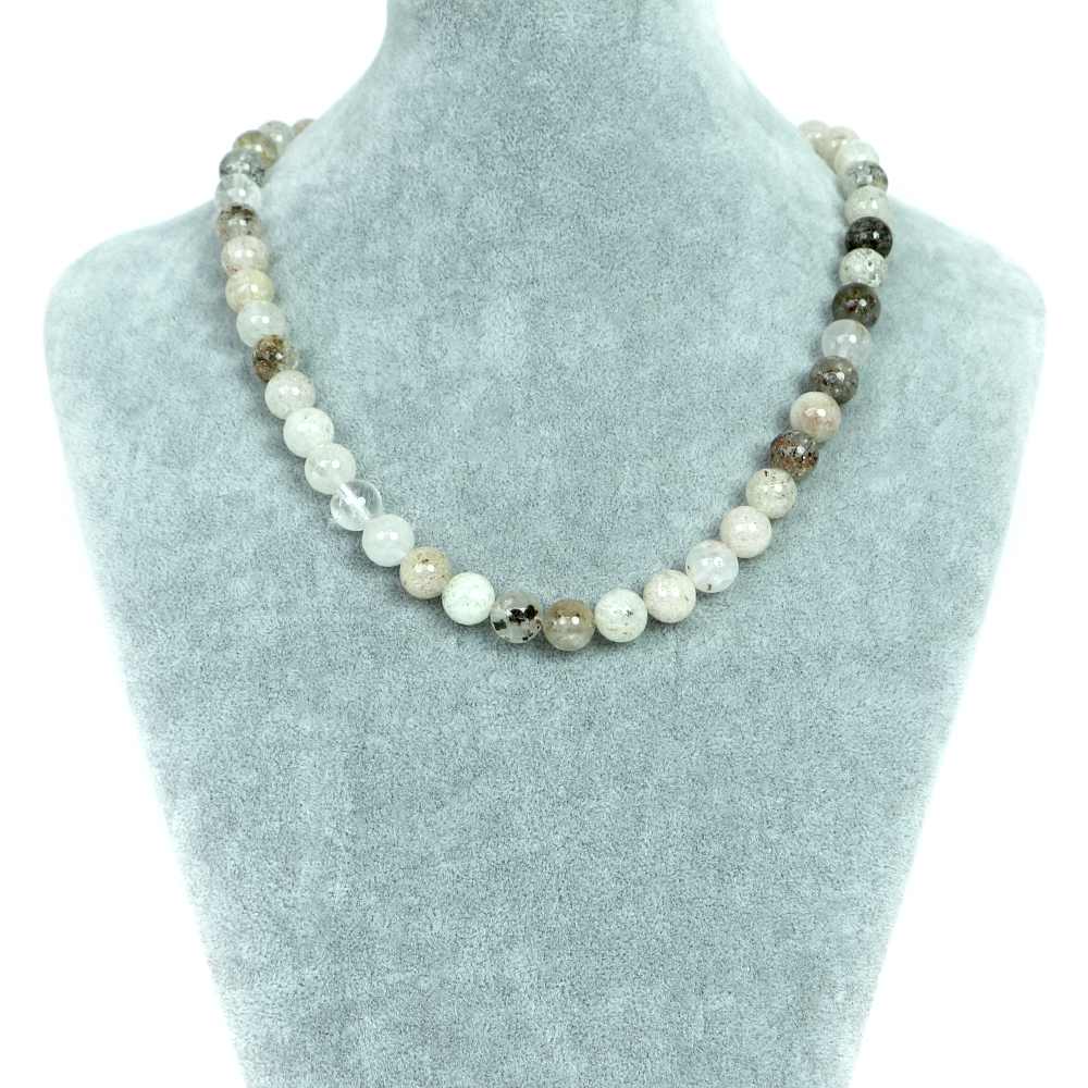 シンプルストーンネックレス ホワイトガーデンクォーツ 【丸玉】10mm【天然石 ビーズ パワーストーン】