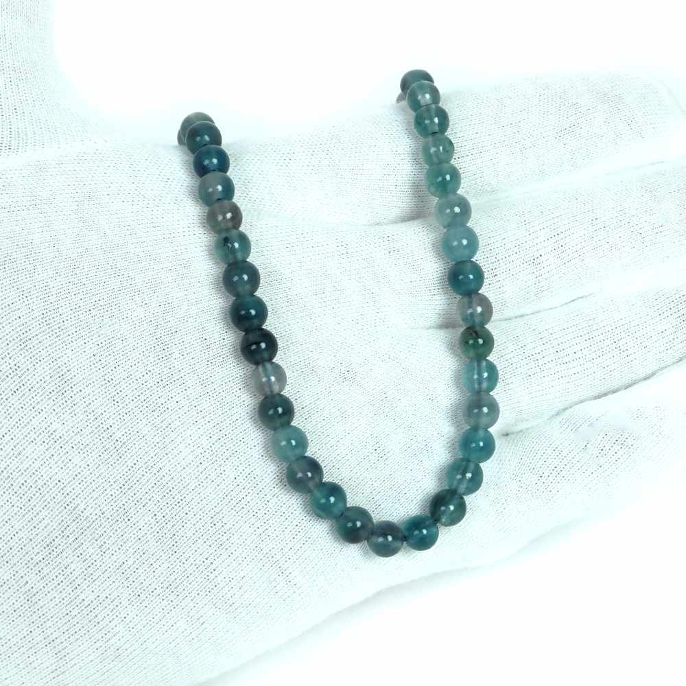 シンプルストーンネックレス カラージェード(オーシャンブルーMIX・染め)【丸玉】6mm【天然石 ビーズ パワーストーン】