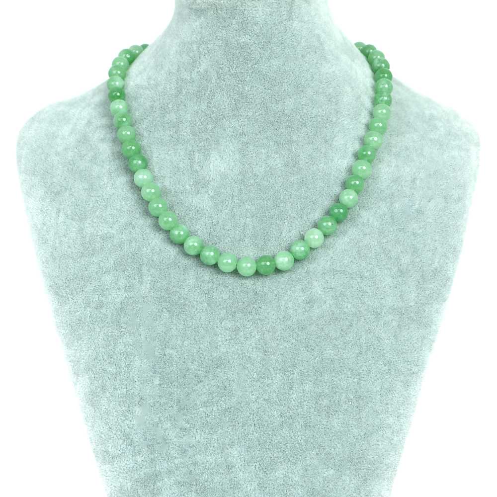 シンプルストーンネックレス カラージェード(ヒスイカラー・染め)【丸玉】8mm【天然石 ビーズ パワース..