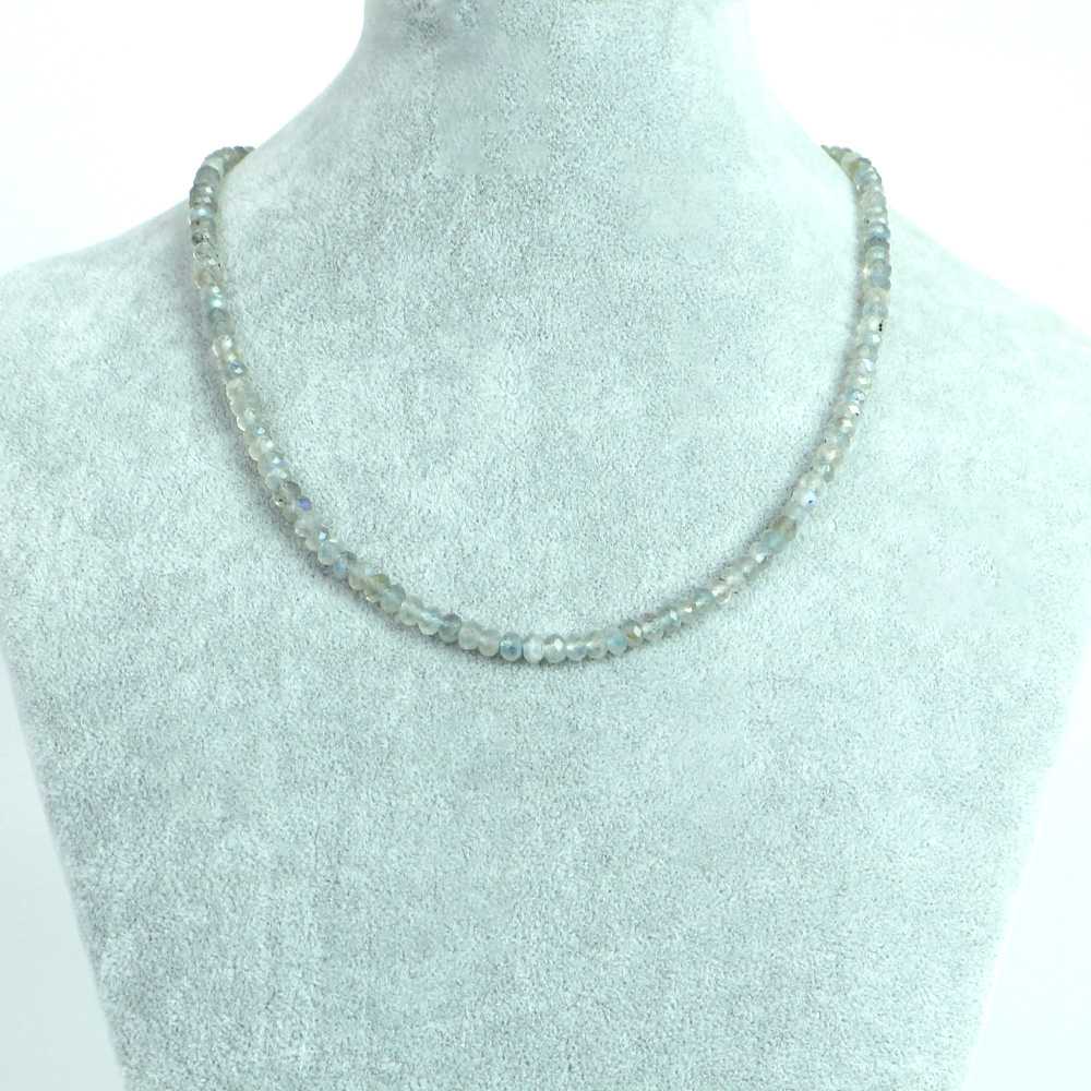 シンプルストーンネックレス ラブラドライト3×5mm