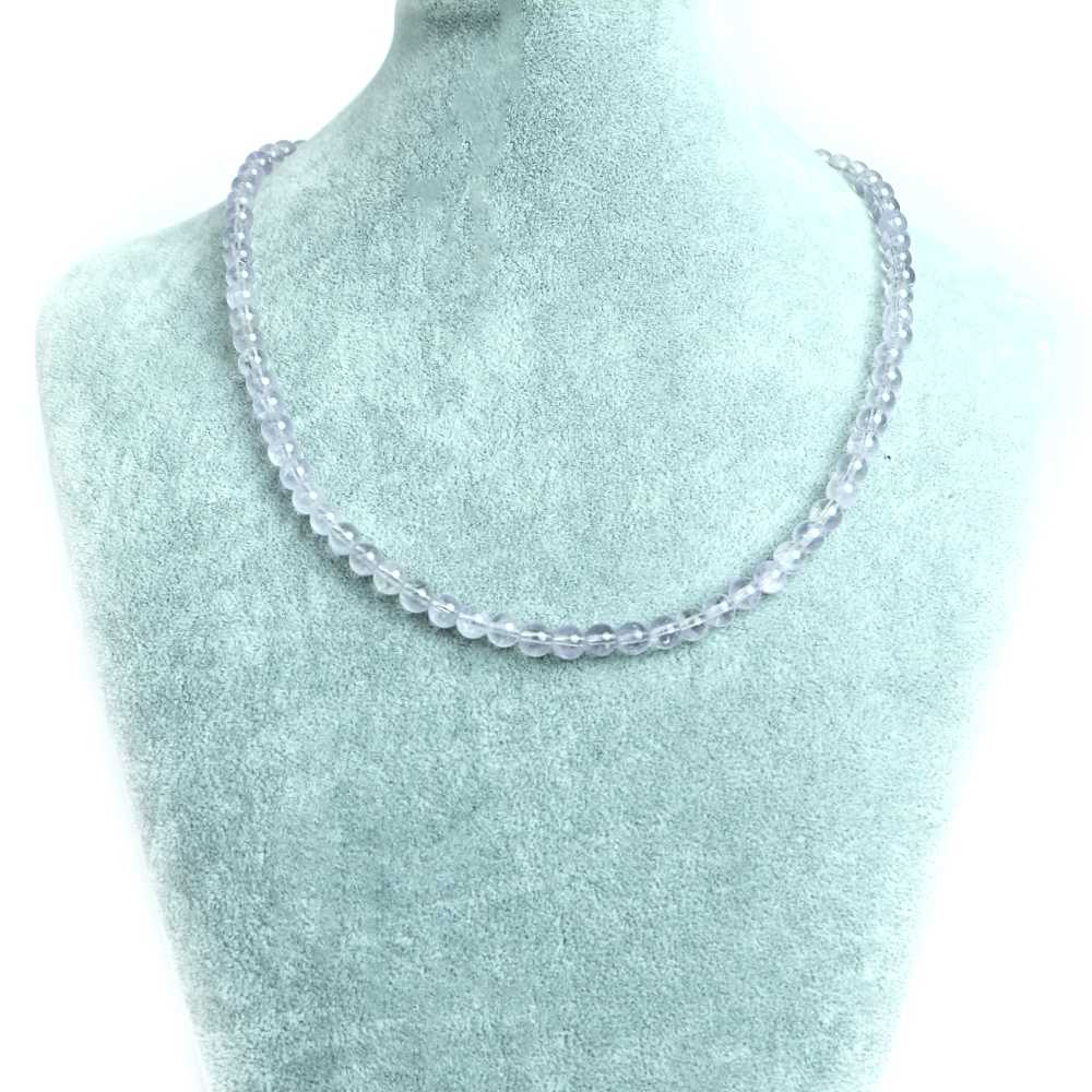 シンプルストーンネックレス ラベンダーアメジストAAクリア【丸玉】6mm【天然石 ビーズ パワーストーン】