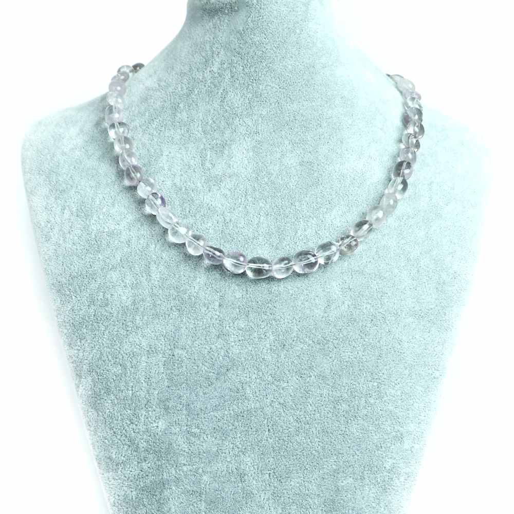 シンプルストーンネックレス ラベンダーアメジスト【タンブル】横幅/約10mm【天然石 ビーズ パワースト..