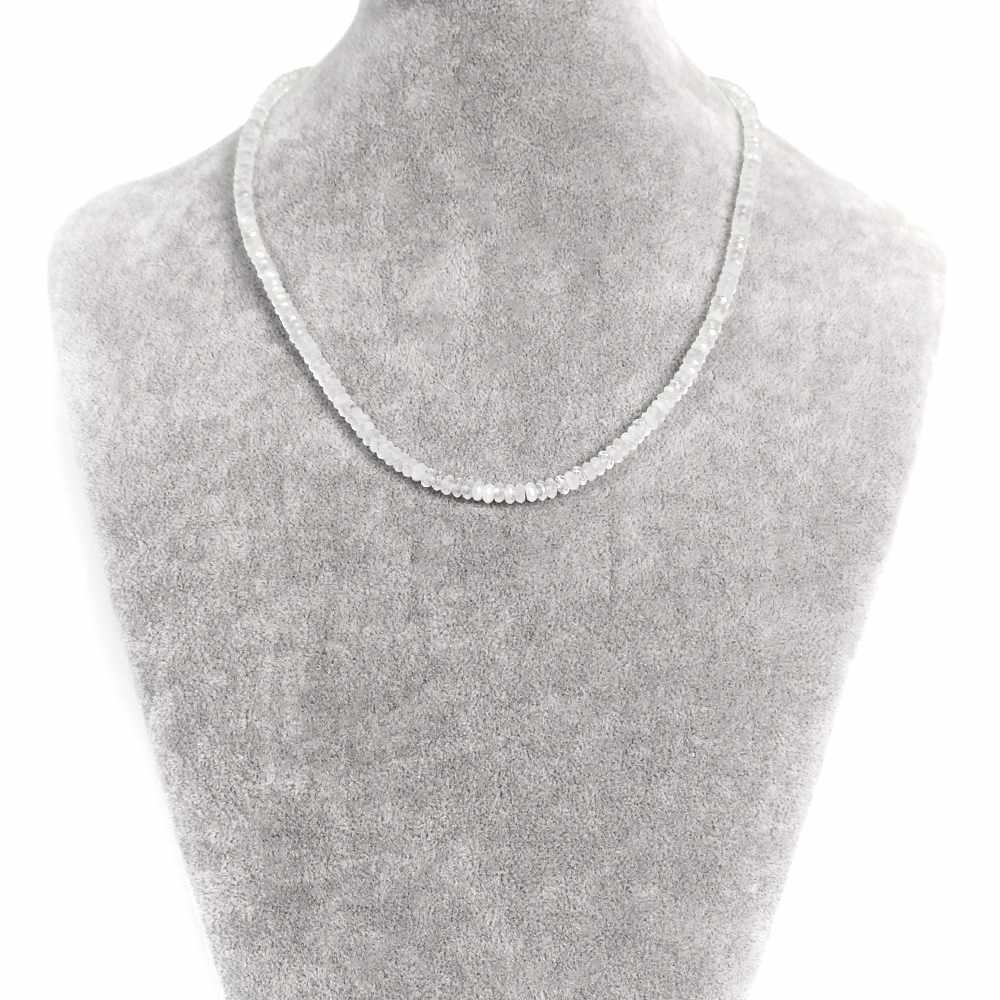 シンプルストーンネックレス ローズクォーツ【ボタンカット】2×4mm【天然石ビーズパワーストーン】