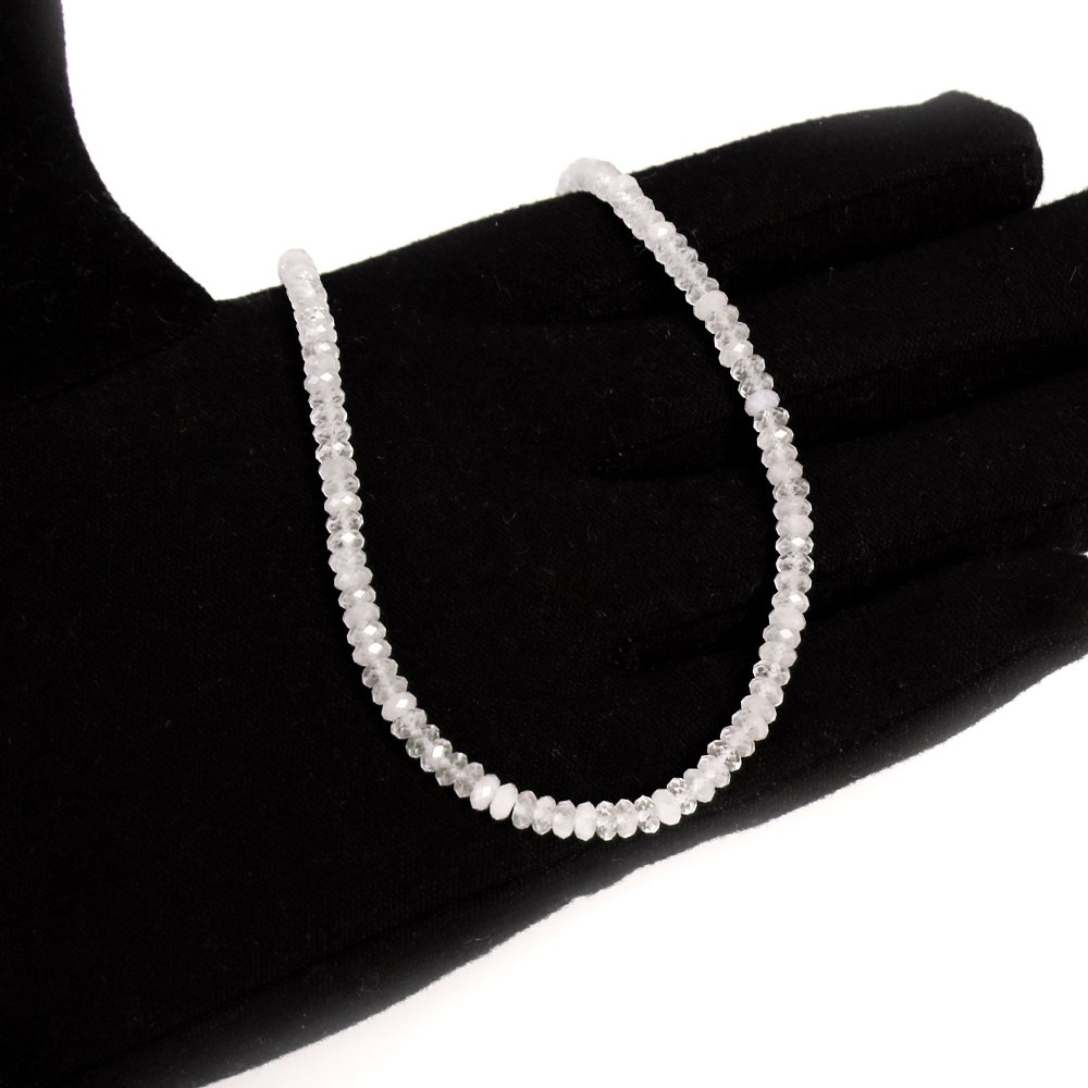 シンプルストーンネックレス ローズクォーツ【ボタンカット】2×4mm【天然石ビーズパワーストーン】