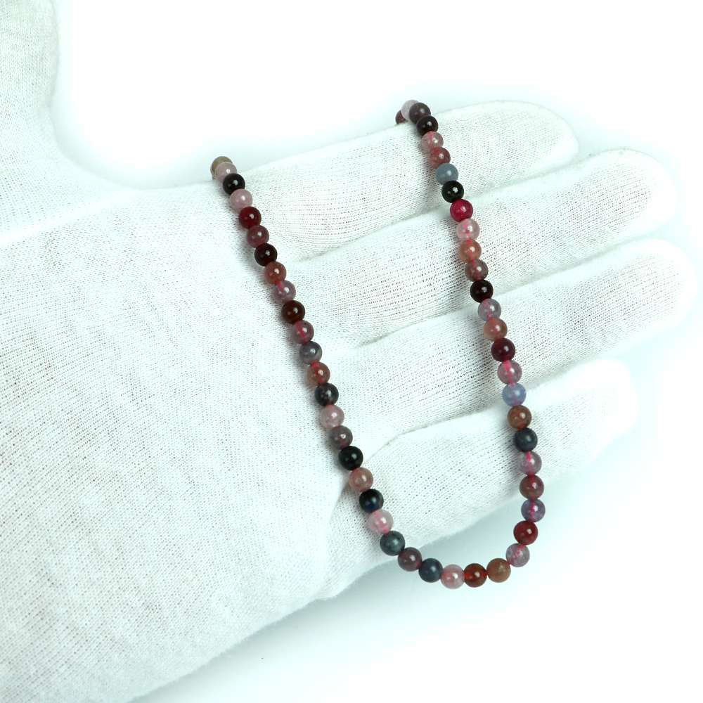 シンプルストーンネックレス スピネル ミックス【丸玉】4mm【天然石 ビーズ パワーストーン】